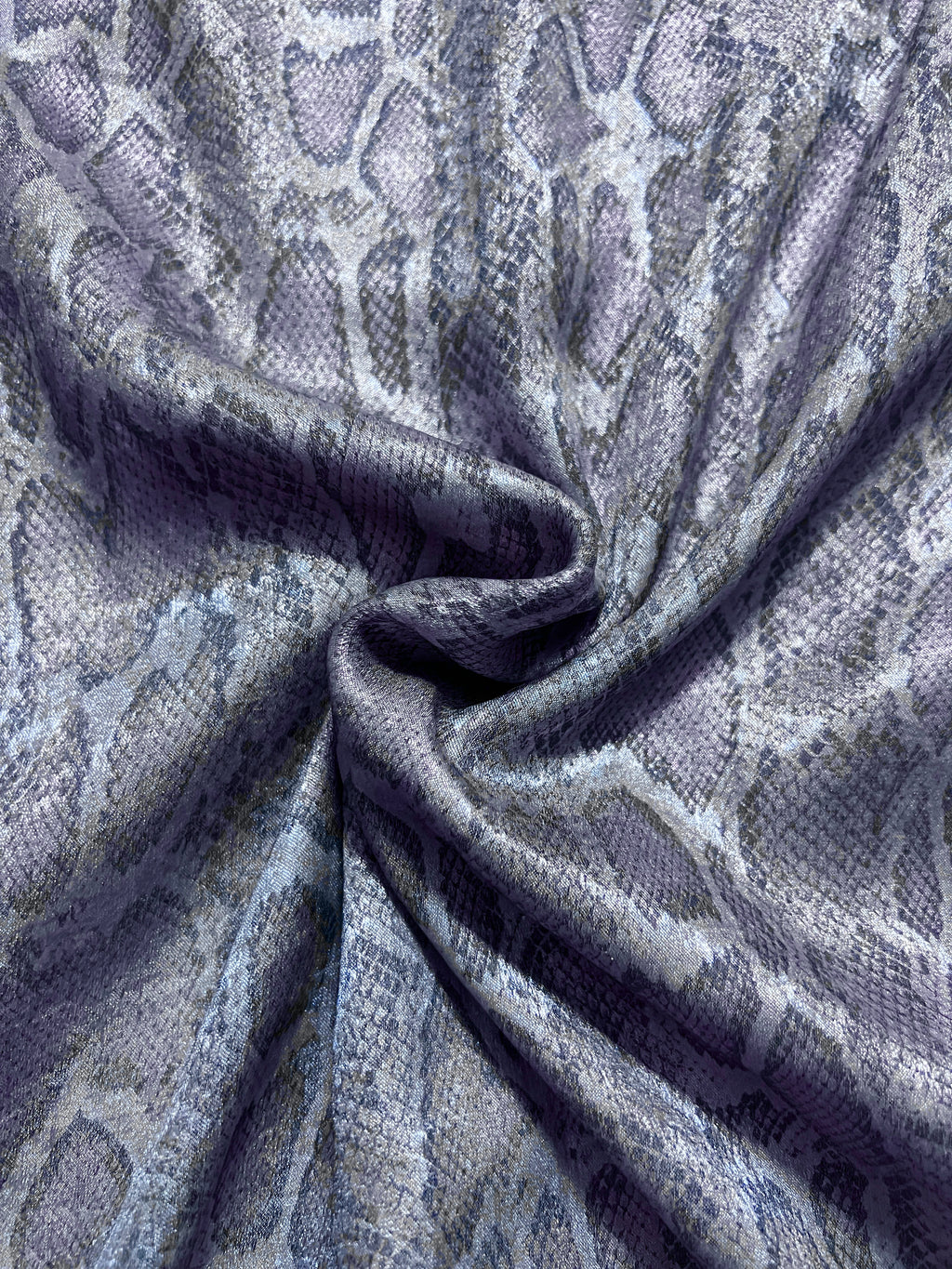 Vegas Cowl Neck Snake Foil Print Dress - Steel Grey