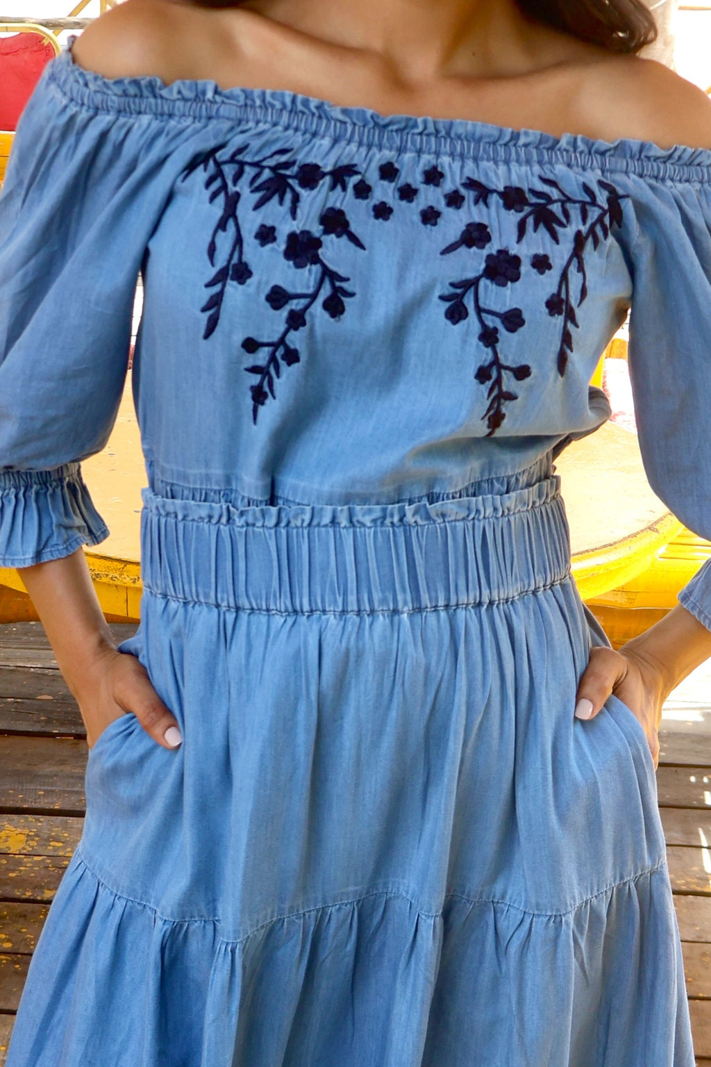 Amalfi Denim 3-tier Long Skirt