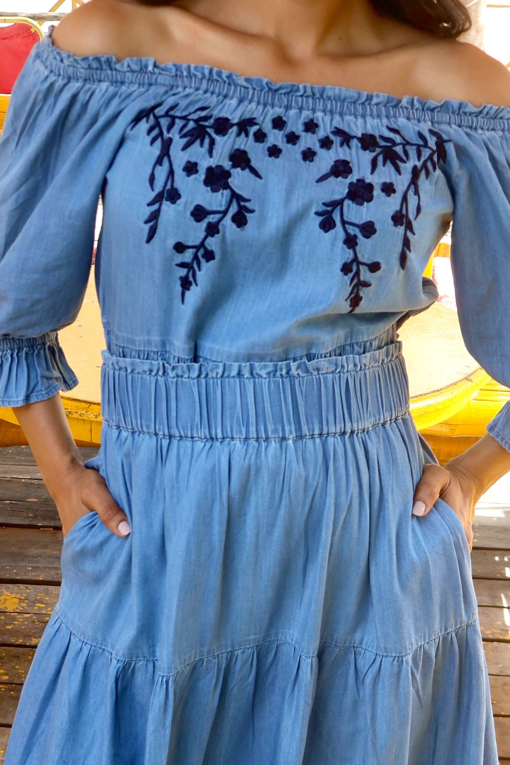 Amalfi Denim 3-tier Long Skirt
