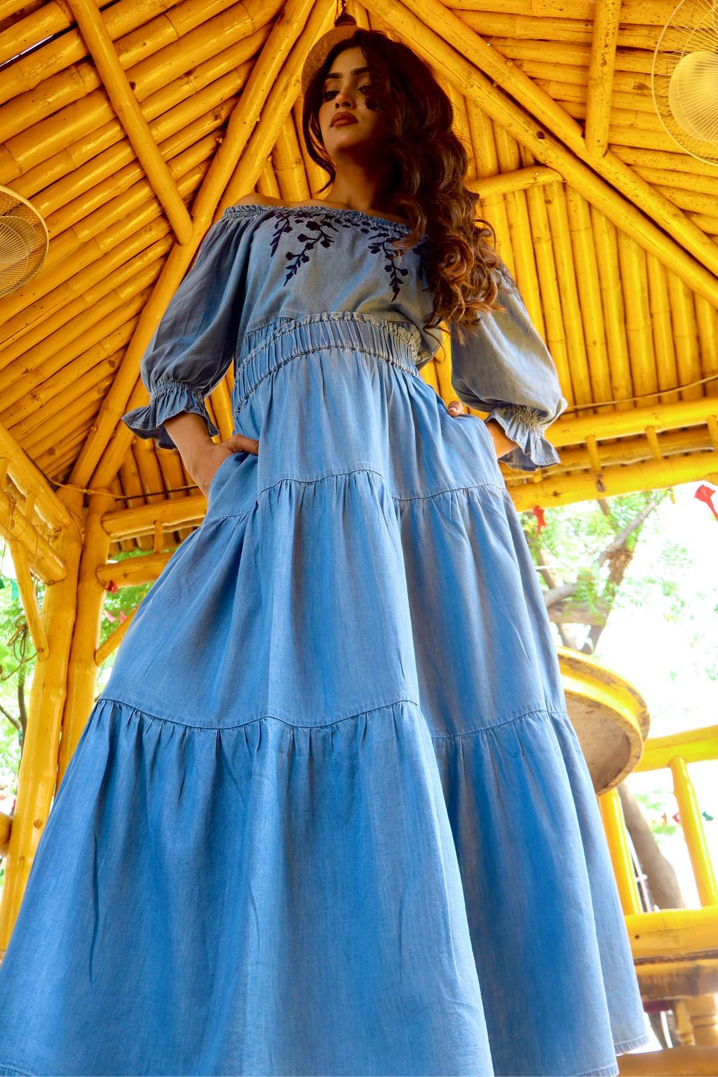 Amalfi Denim 3-tier Long Skirt