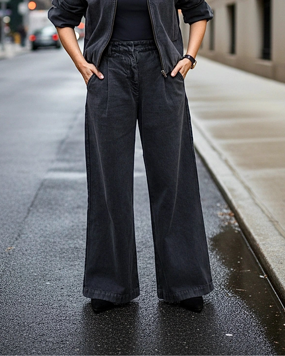 London Denim Front Pleated Jeans