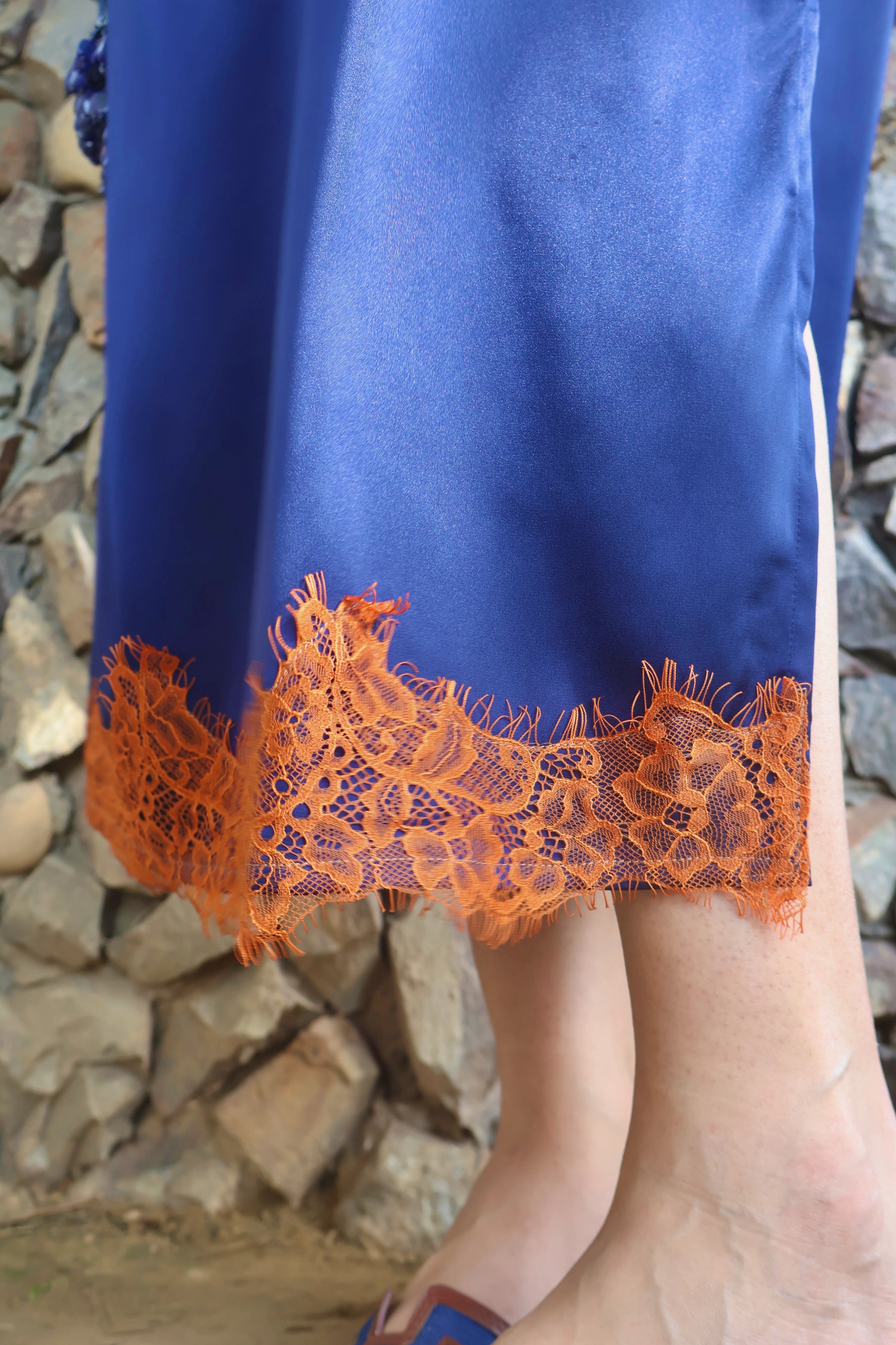 Cannes Satin & Lace Top, Long Skirt & Scarf Co-ord Set