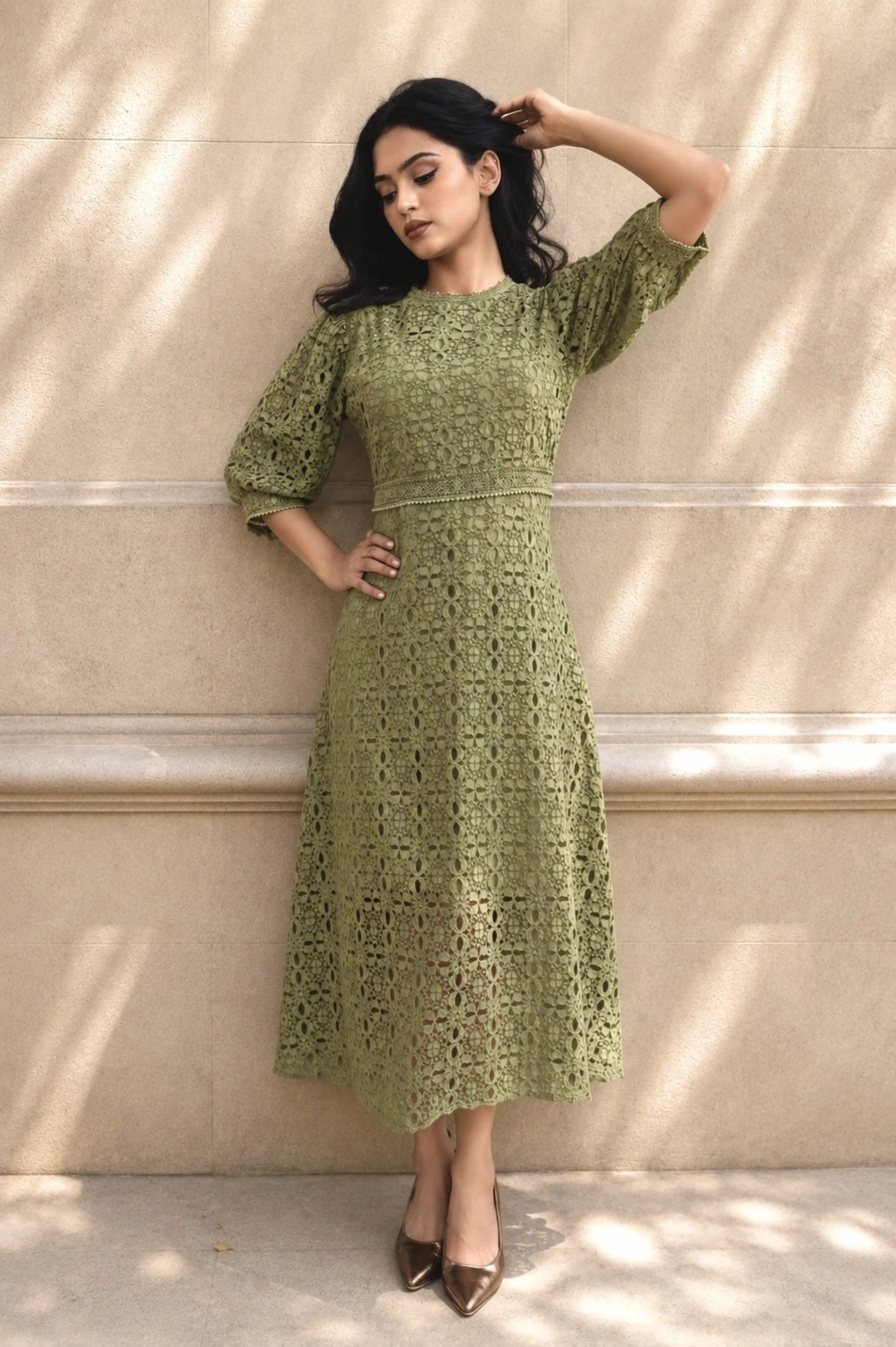 Cannes Crochet Lace Long Dress