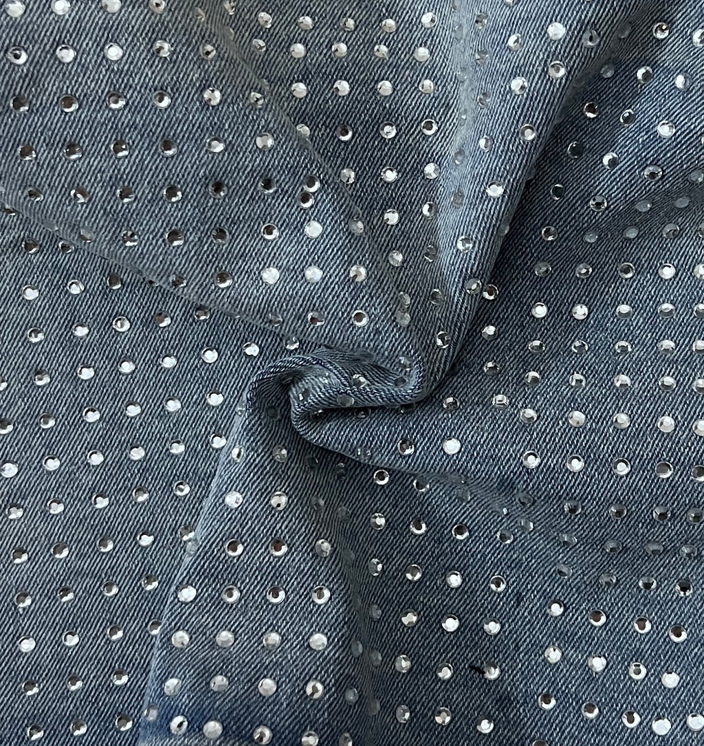 Mykonos Denim Embellished Crop Top