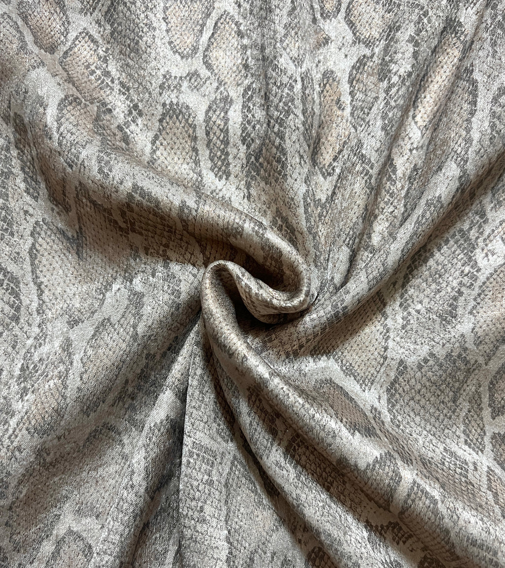 Vegas Cowl Neck Snake Foil Print Dress - Champagne Gold