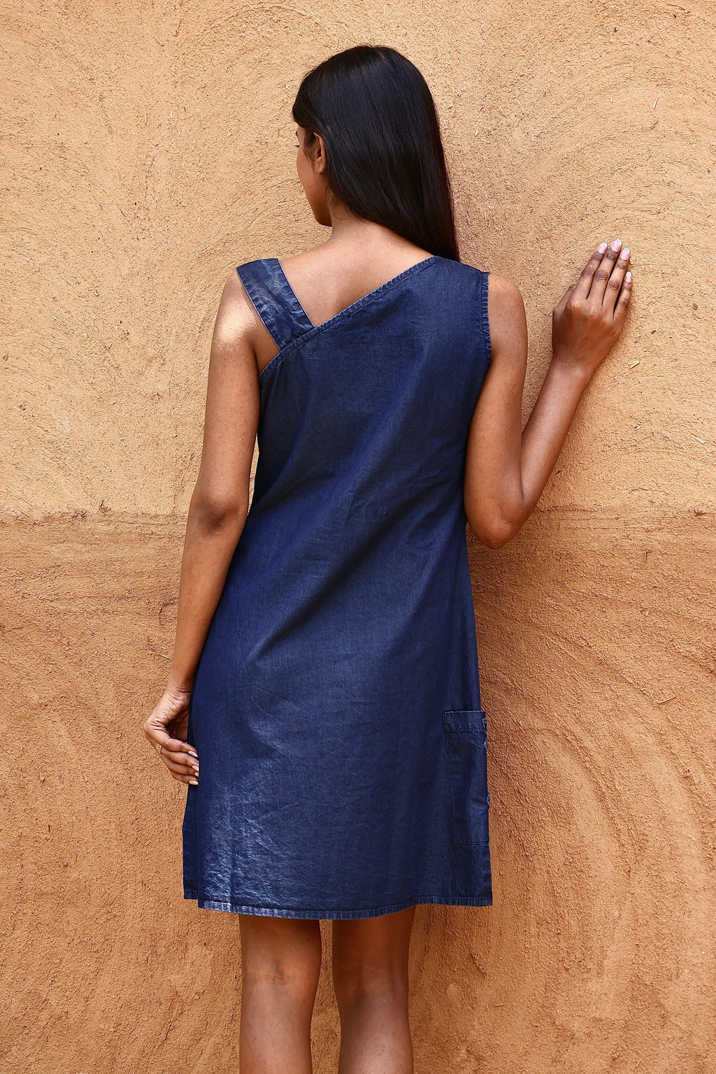 LA Denim Embroidered Pocket Dress