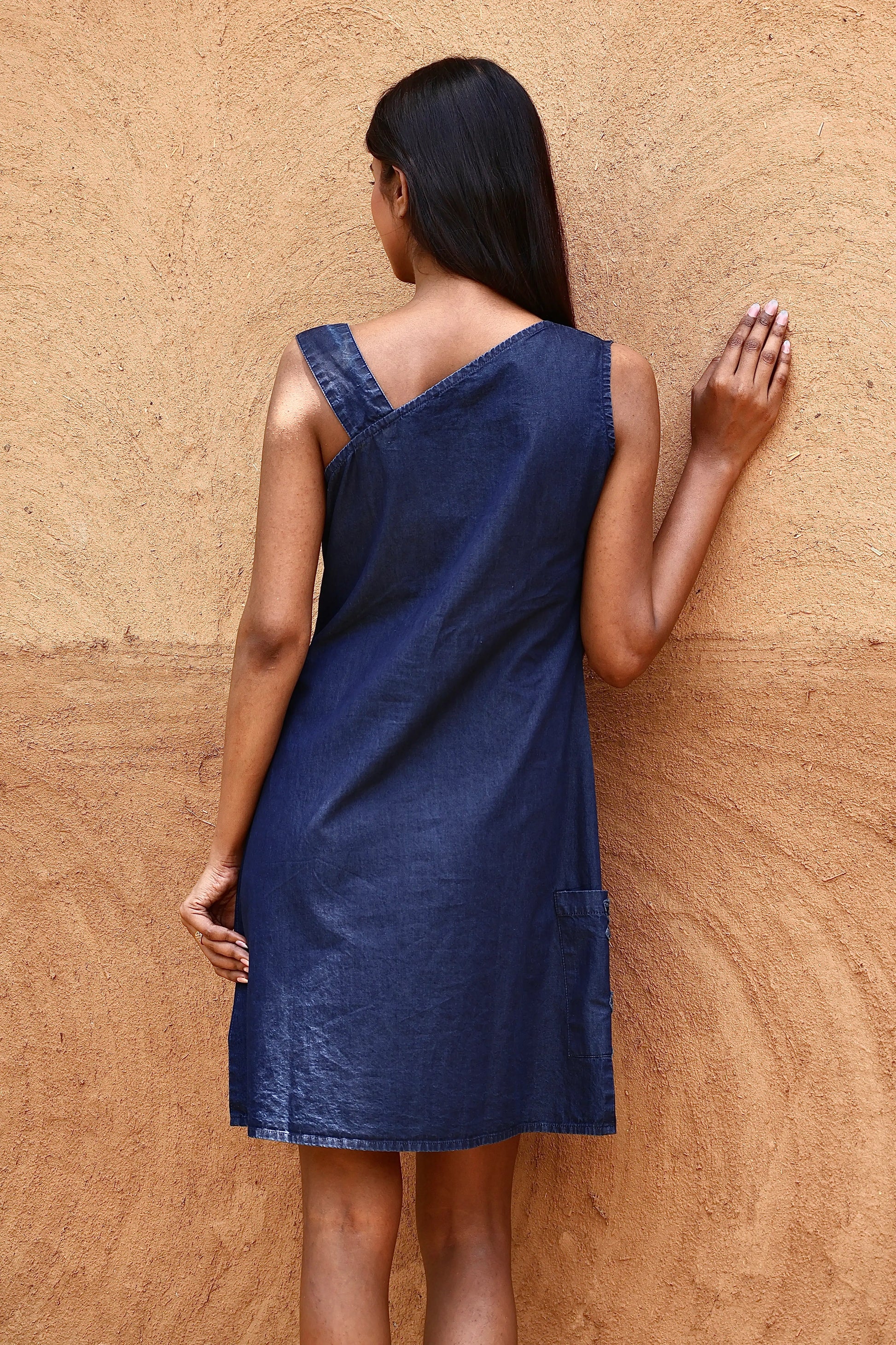 LA Denim Embroidered Pocket Dress
