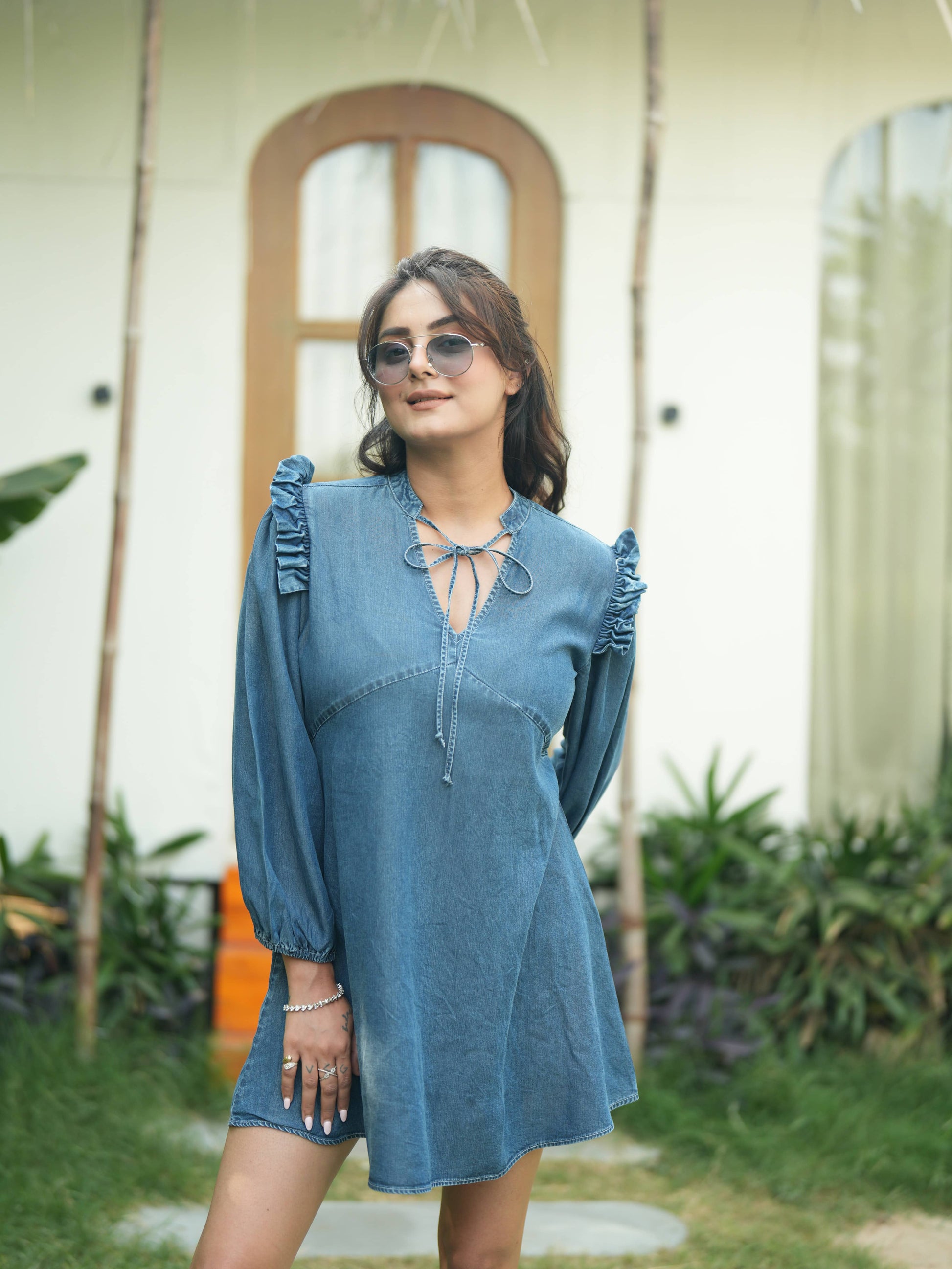 Milan Denim Ruffle Dress