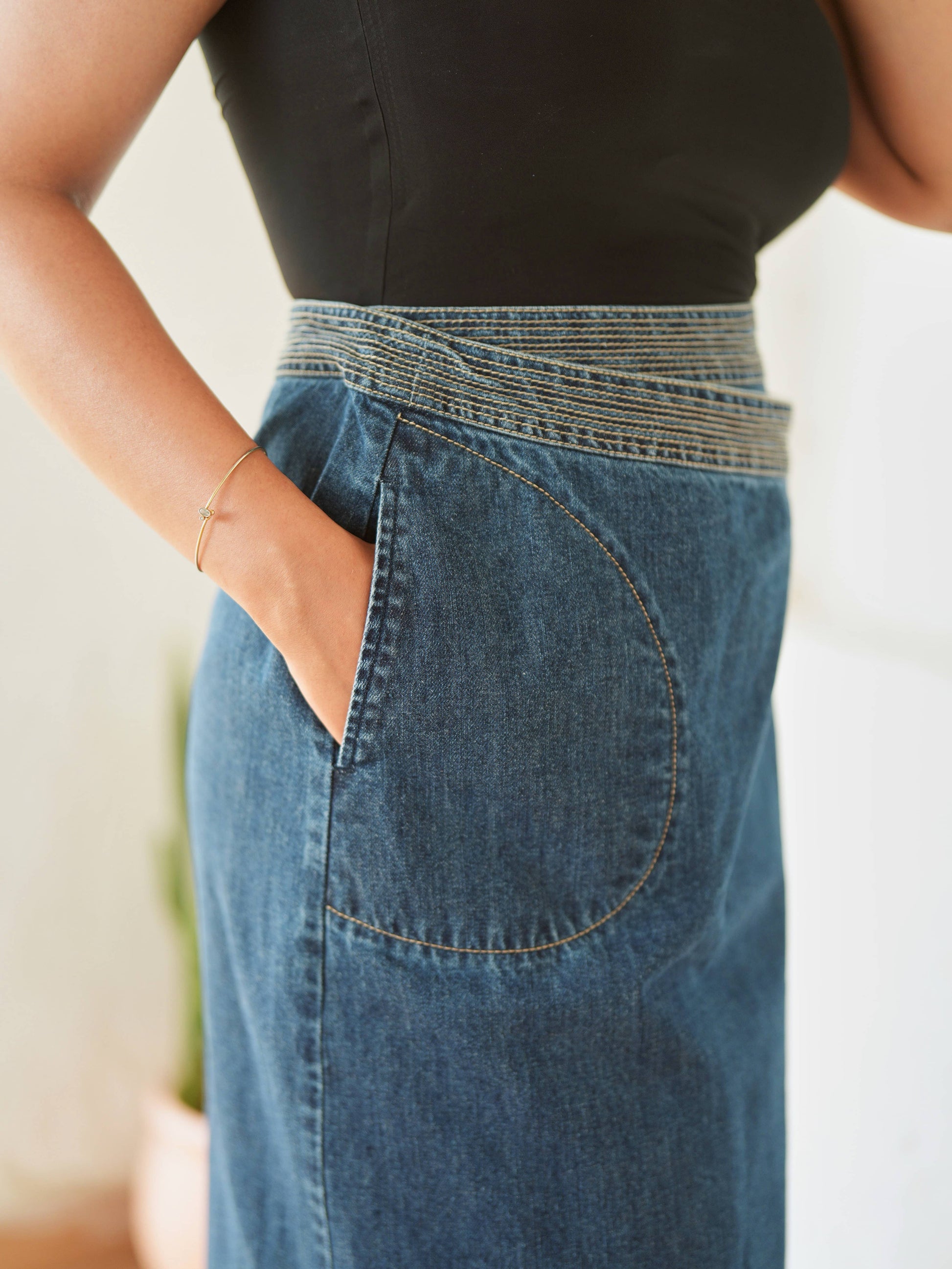 New York Denim Wrap-Around Skirt