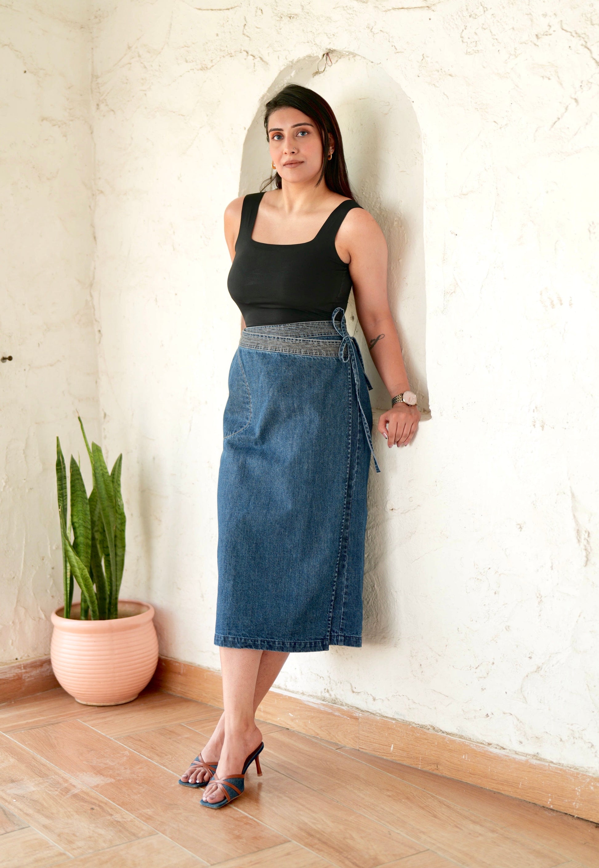 New York Denim Wrap-Around Skirt