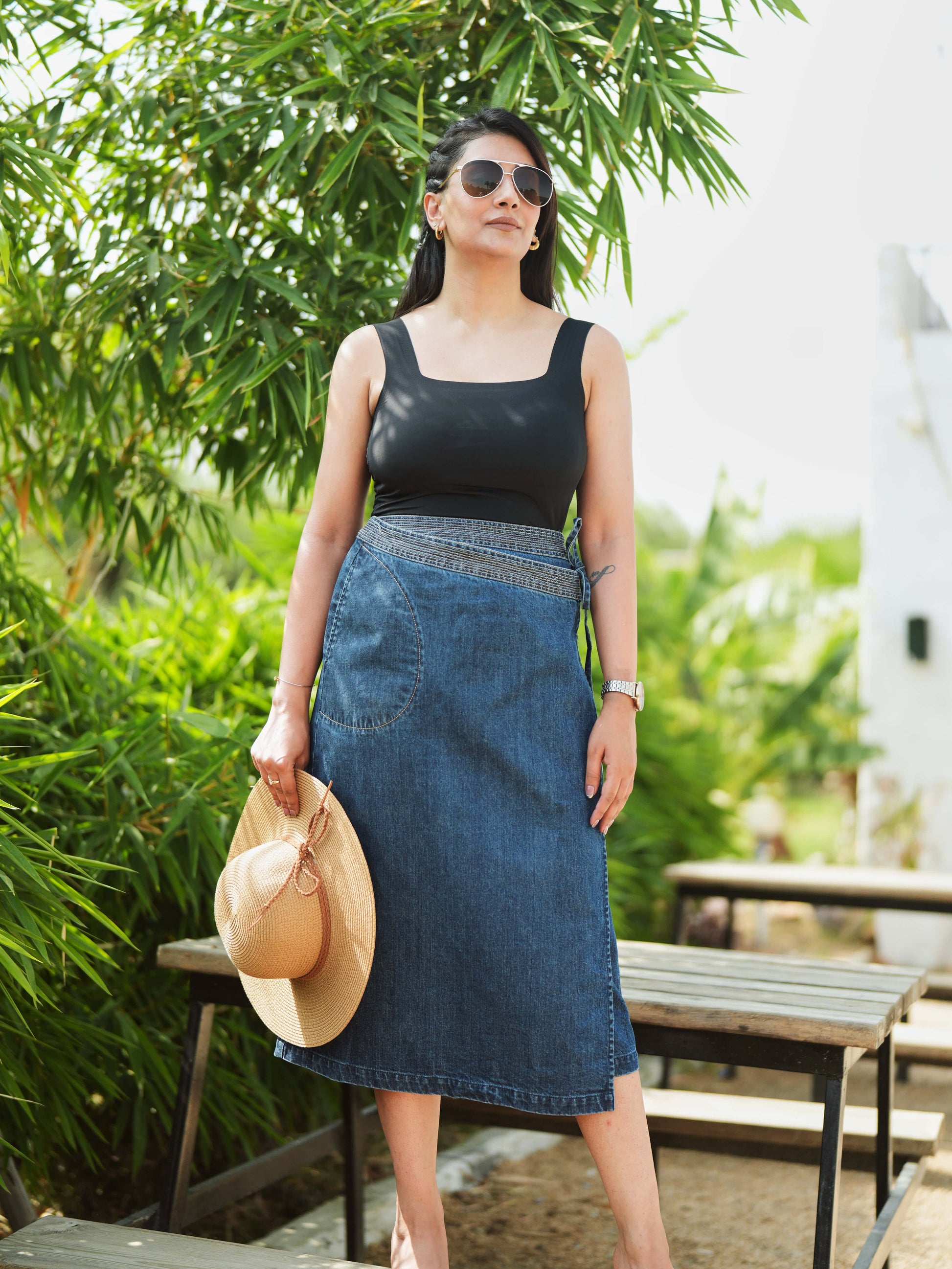 New York Denim Wrap-Around Skirt