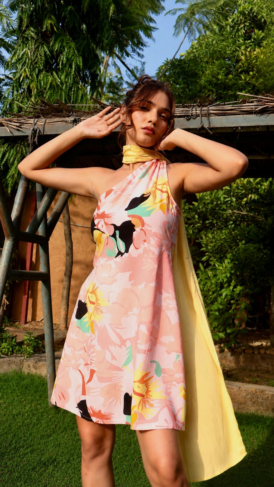 Paris Floral Scarf Dress