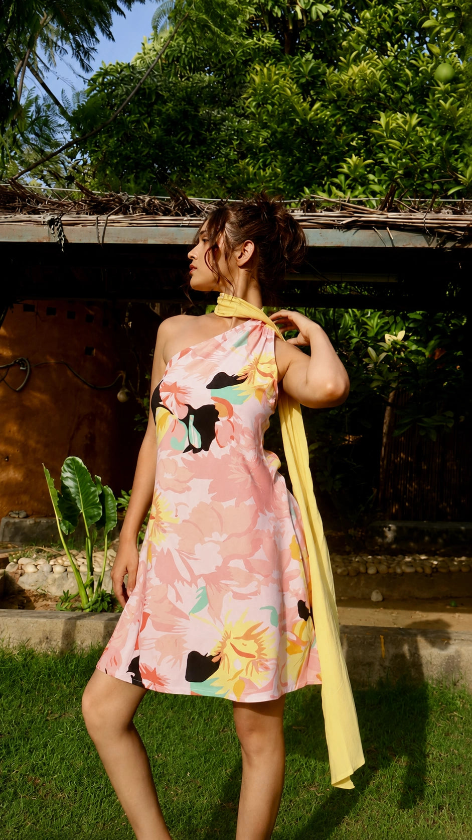 Paris Floral Scarf Dress