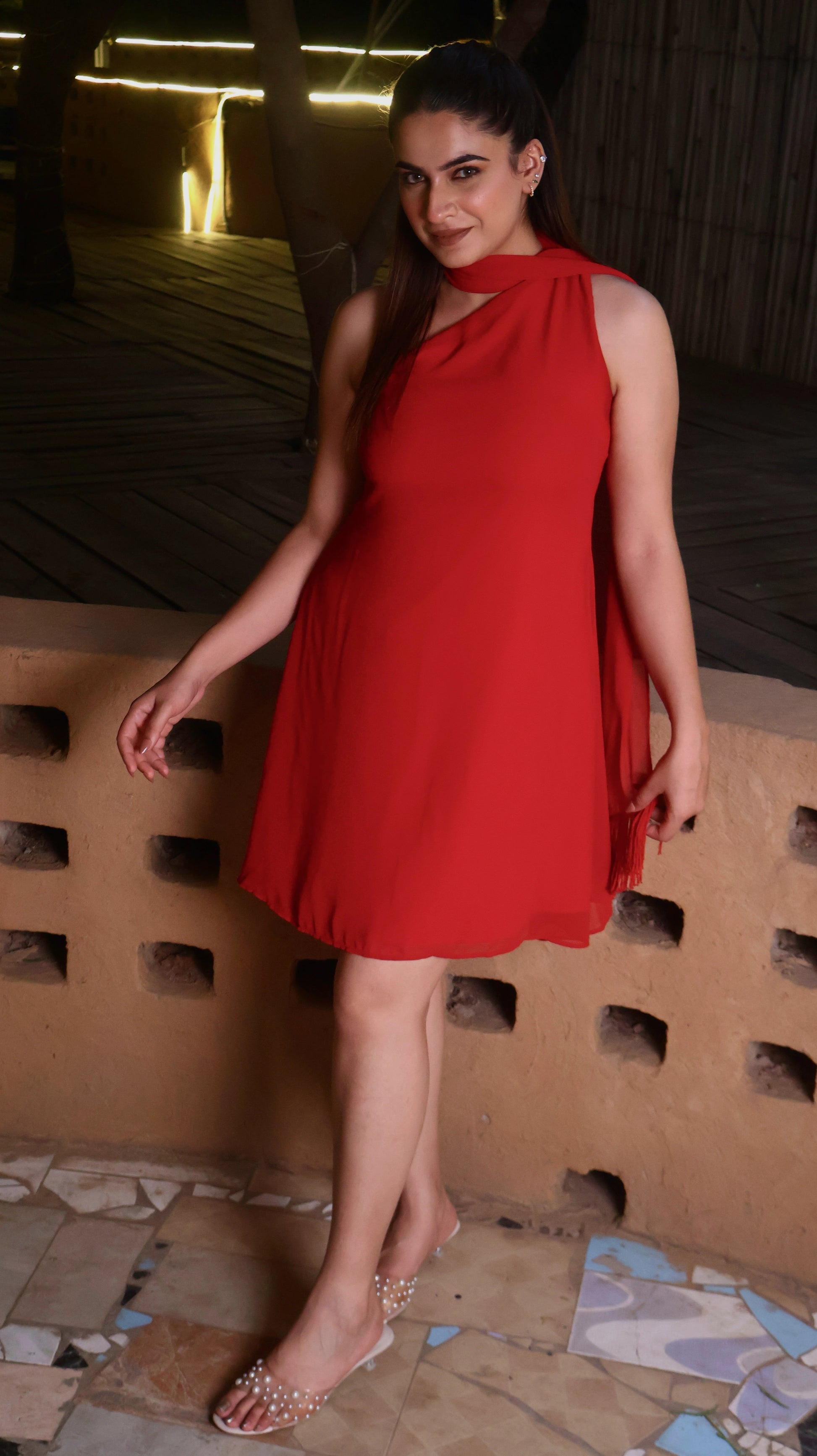 Paris Red Scarf Dress