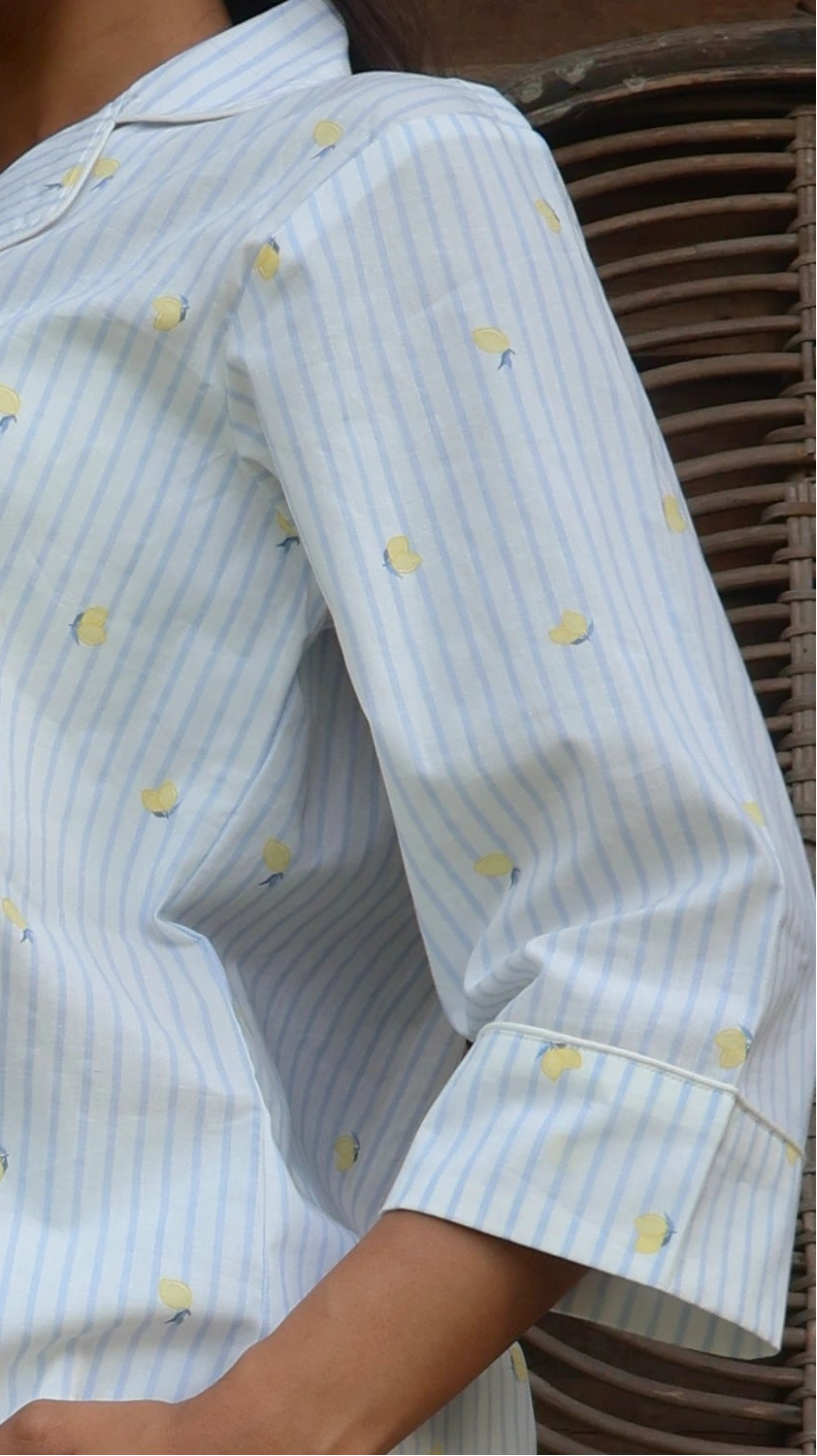 Sicily Lemons Padded Night Suit [Shirt + Pyjama]