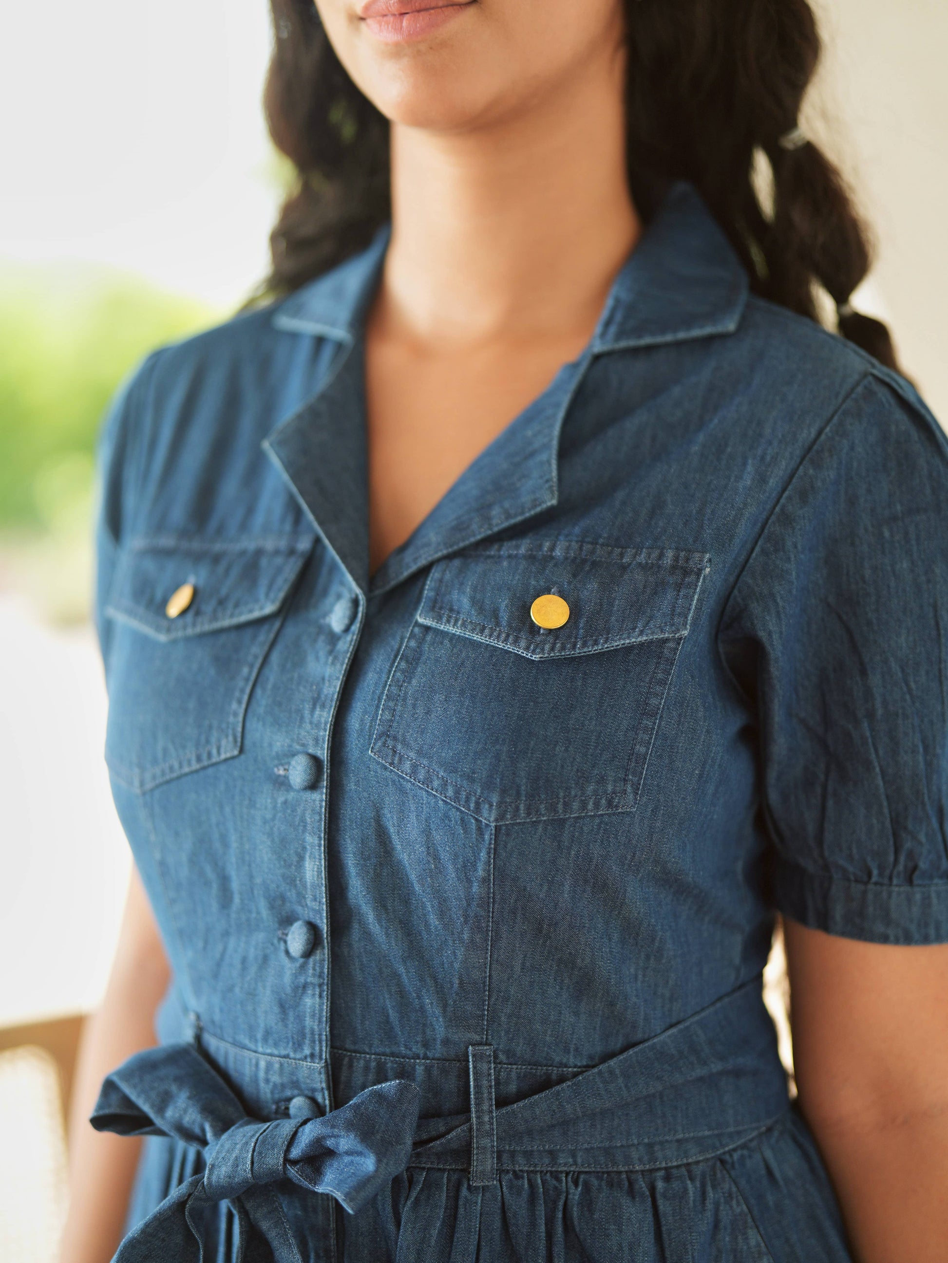 Santorini Denim Embroidered Dress
