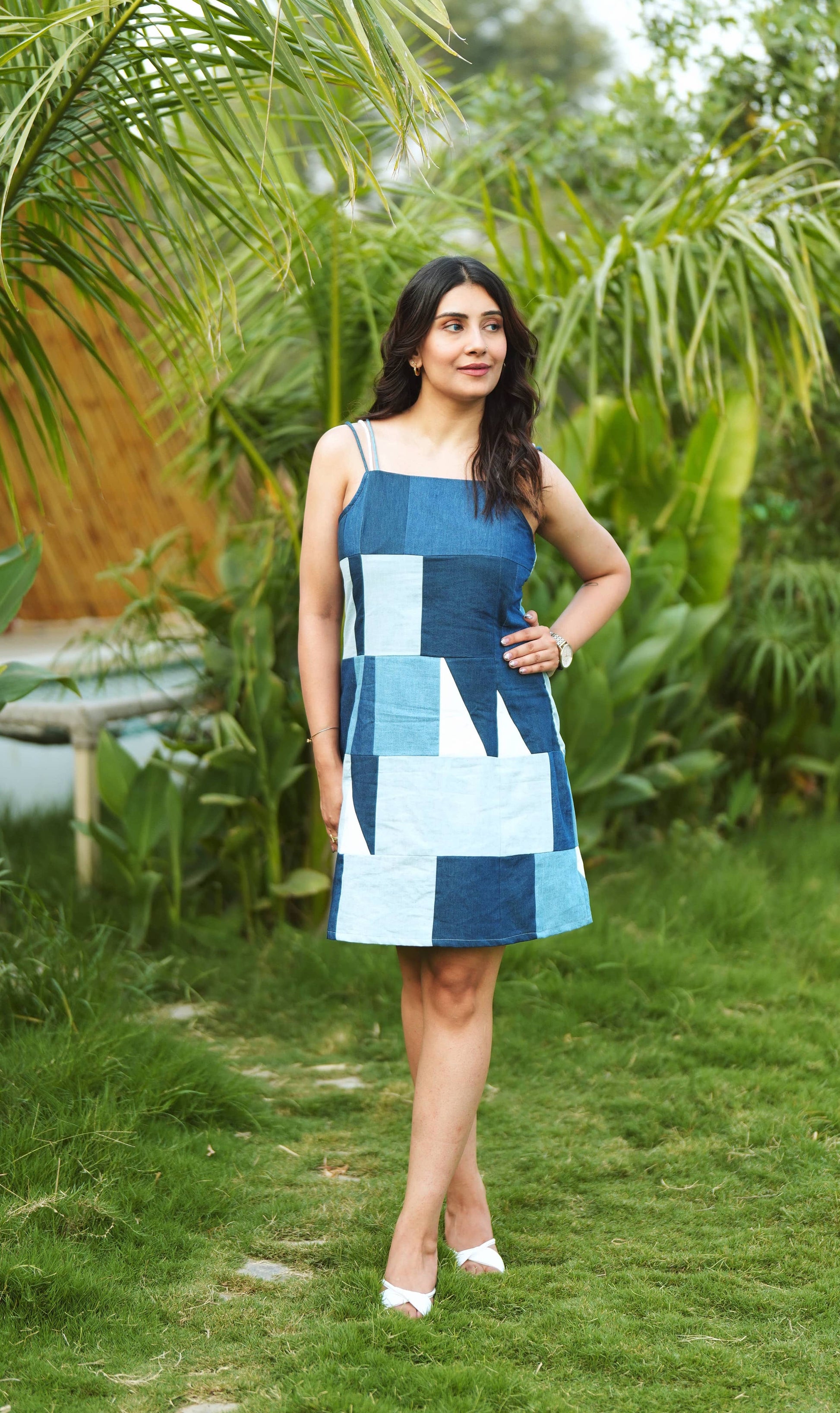 Santorini Denim Terrazzo Dress
