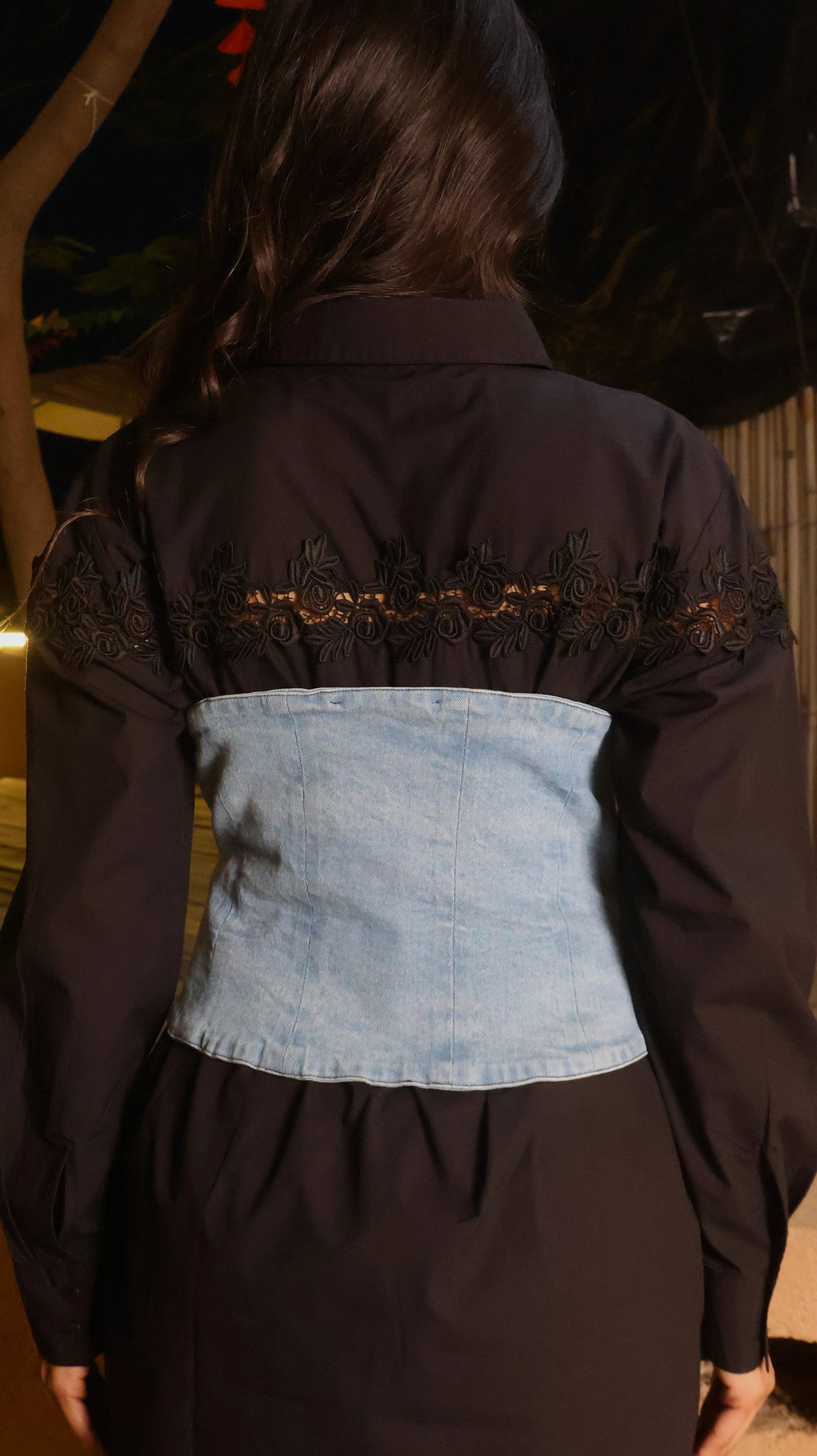 Scotland Denim Embroidered Corset Belt