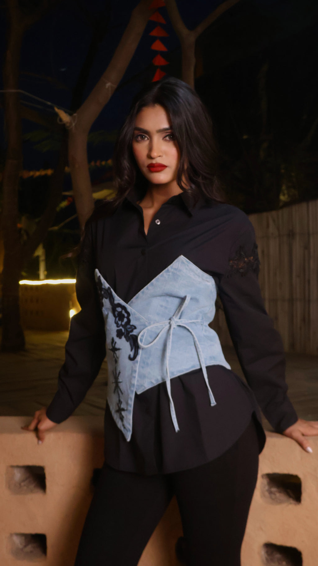 Scotland Denim Embroidered Corset Belt