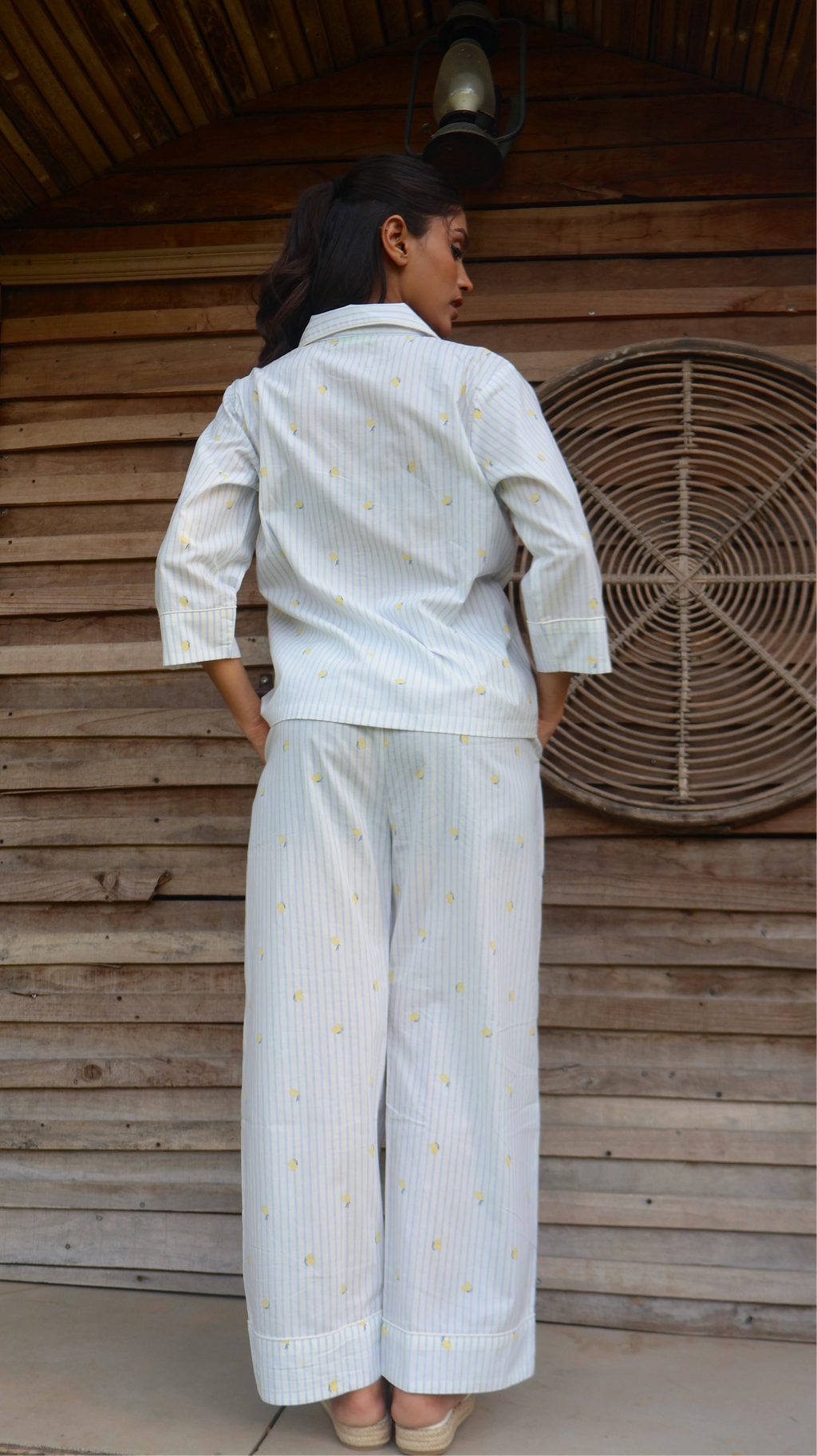 Sicily Lemons Padded Night Suit [Shirt + Pyjama]