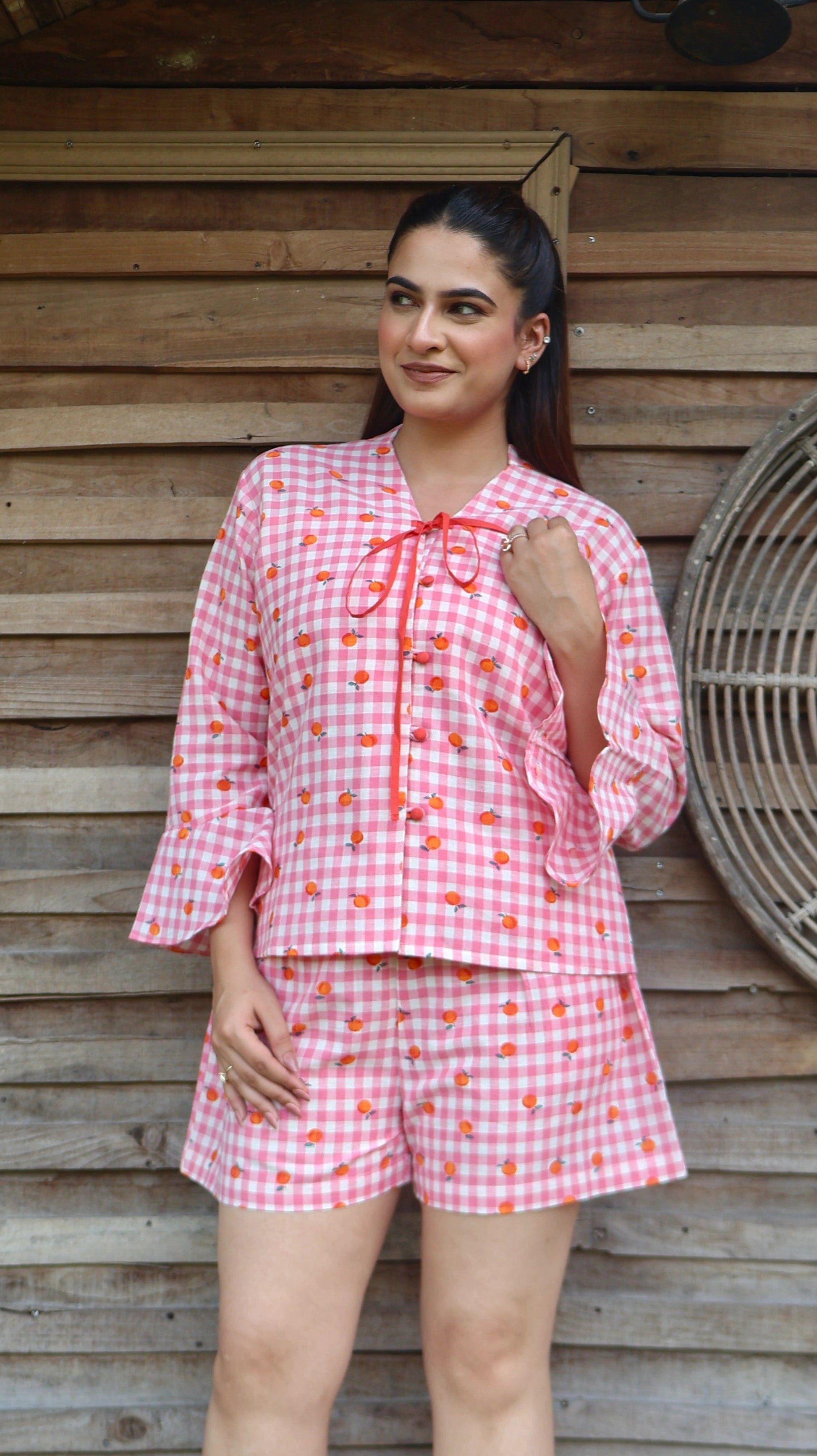 Sicily Oranges Padded Night Suit [Shirt + Shorts]