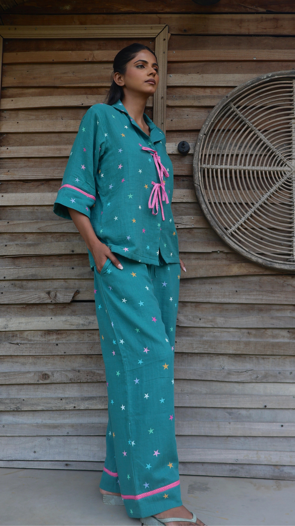 Swiss Stars Padded Night Suit [Shirt + Pyjama]