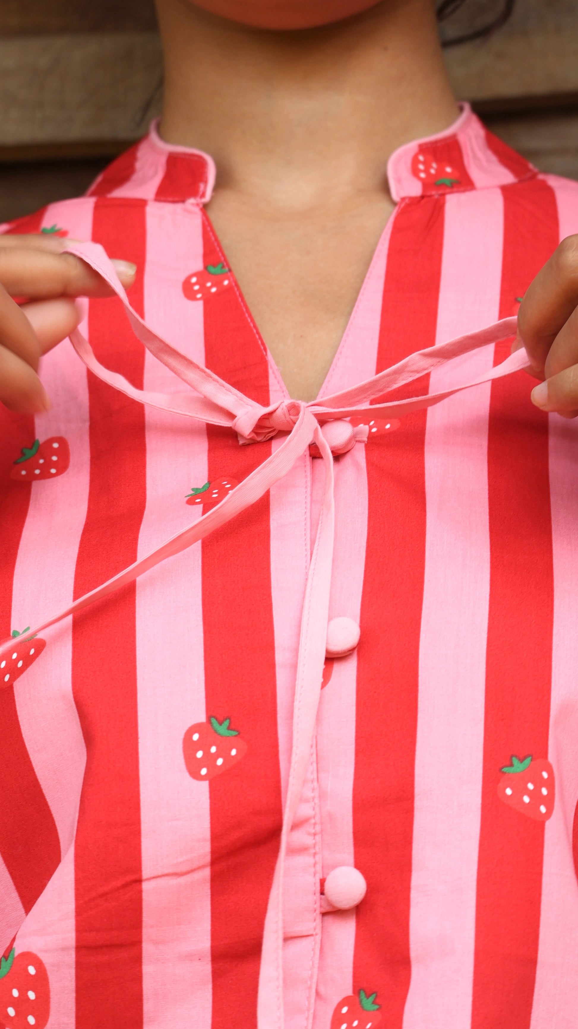 Swiss Strawberries Padded Night Suit [Shirt + Shorts]