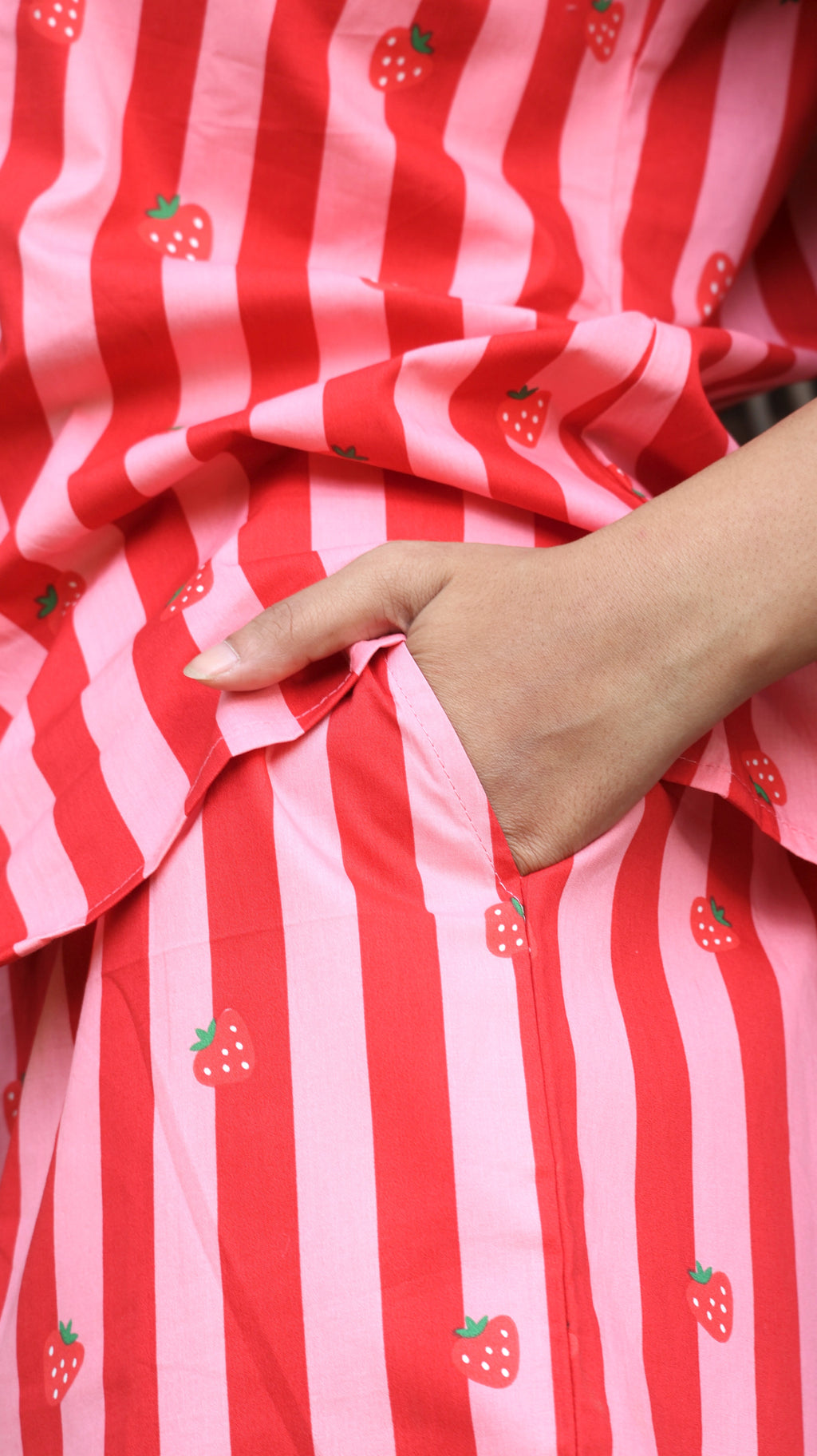 Swiss Strawberries Padded Night Suit [Shirt + Shorts]