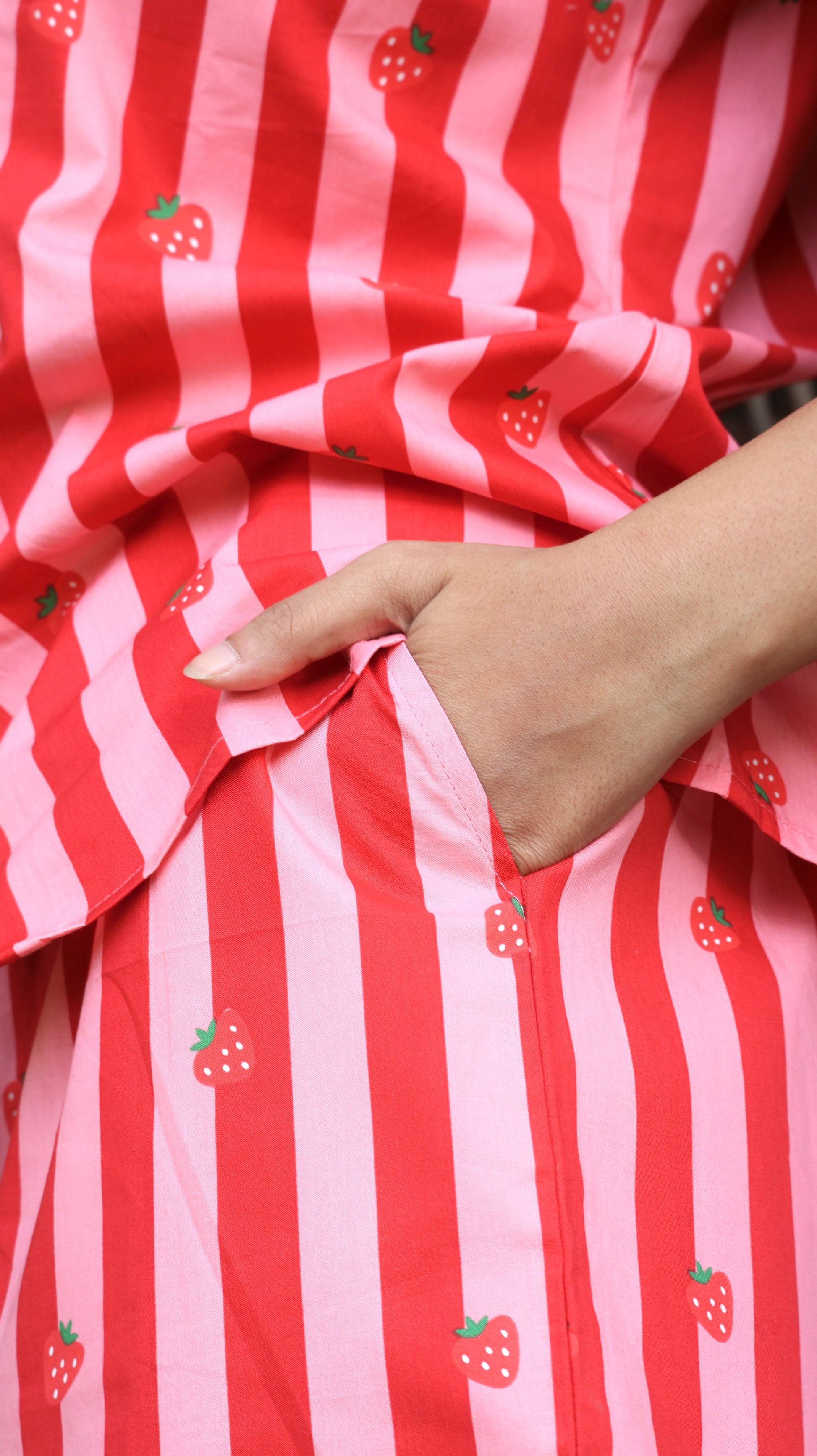 Swiss Strawberries Padded Night Suit [Shirt + Shorts]