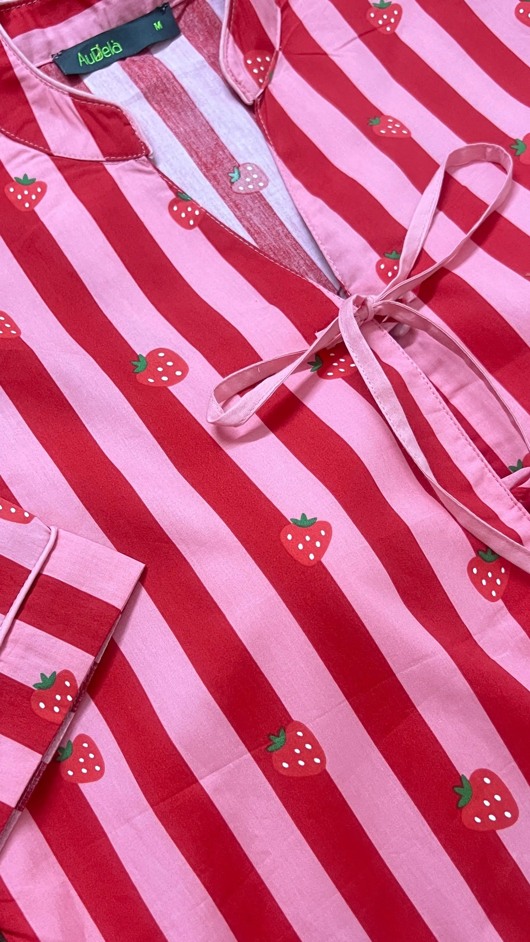 Swiss Strawberries Padded Night Suit [Shirt + Shorts]
