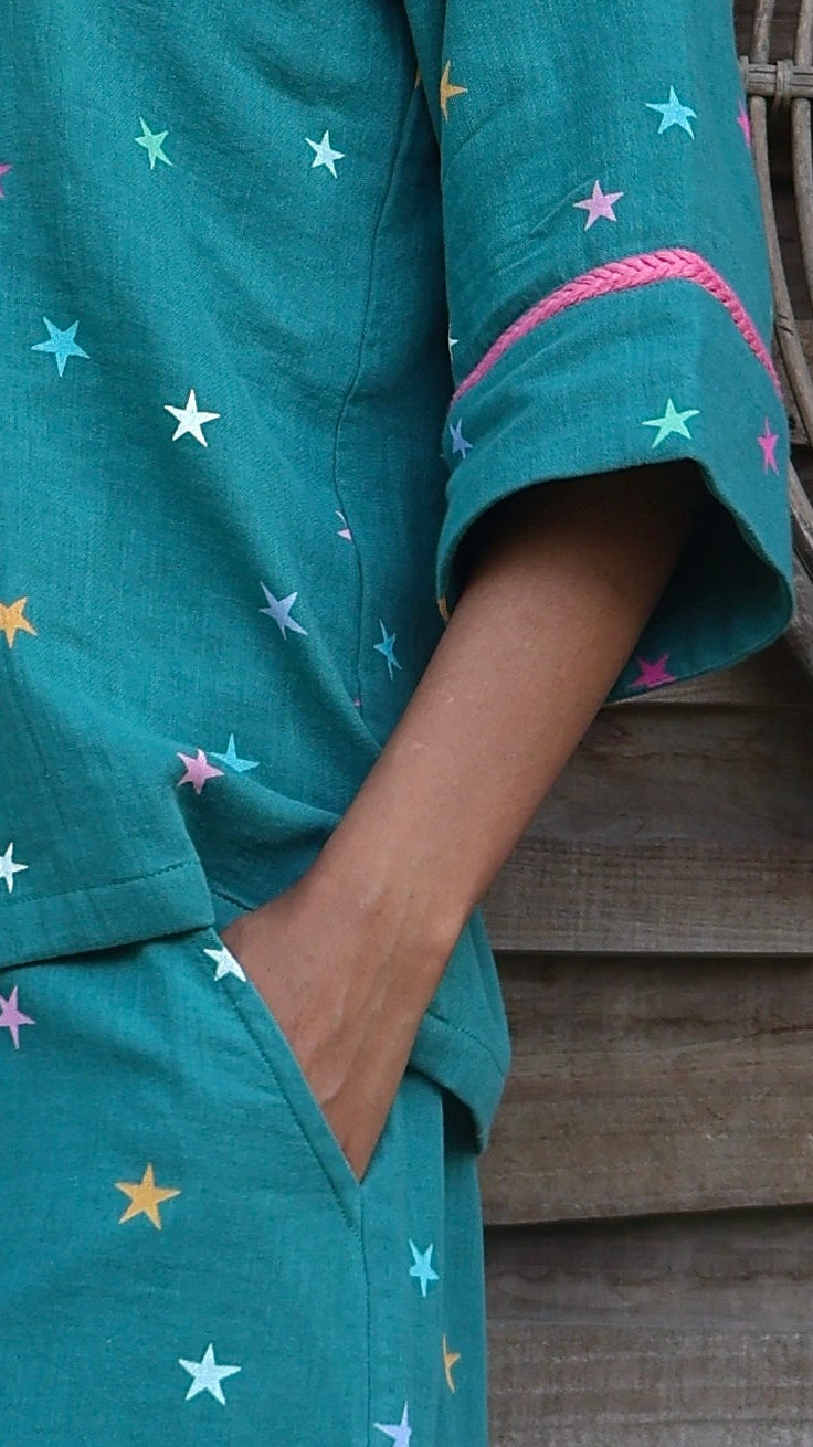 Swiss Stars Padded Night Suit [Shirt + Pyjama]