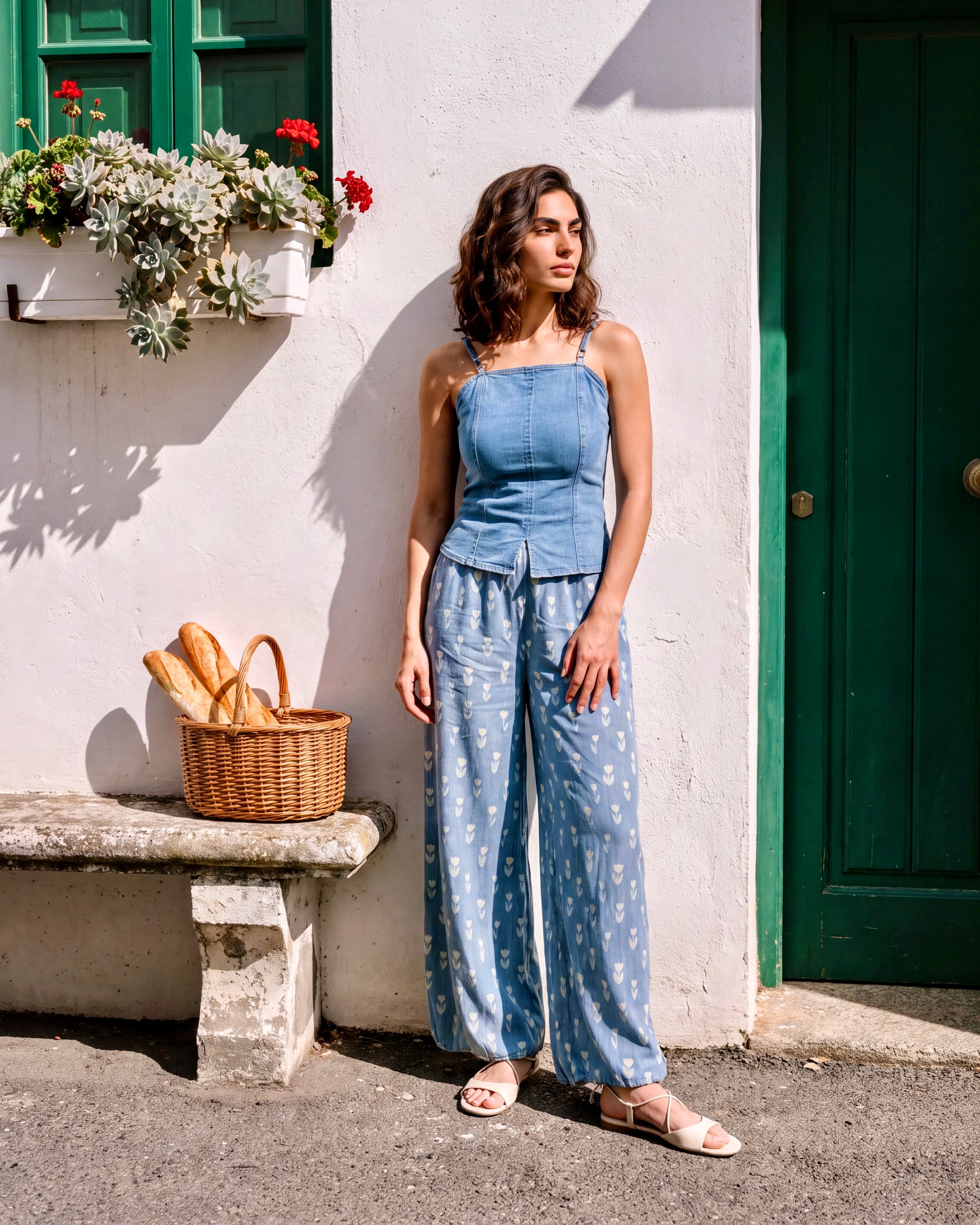Tokyo Printed Denim Balloon Pants