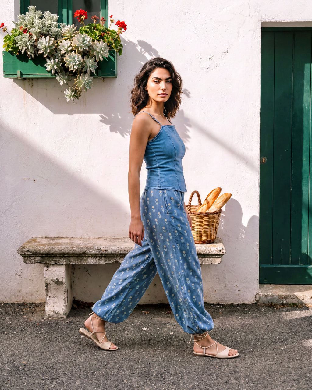 Tokyo Printed Denim Balloon Pants