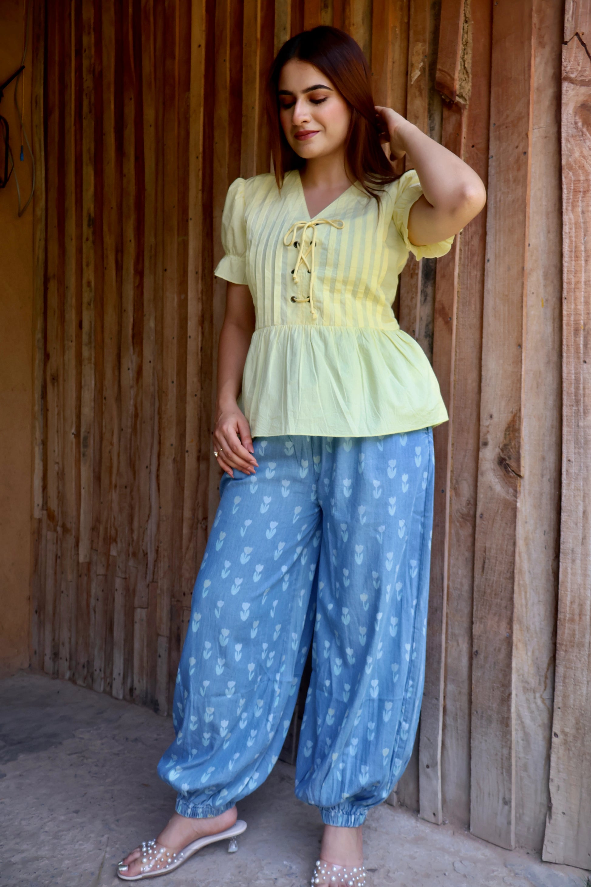 Tokyo Printed Denim Balloon Pants