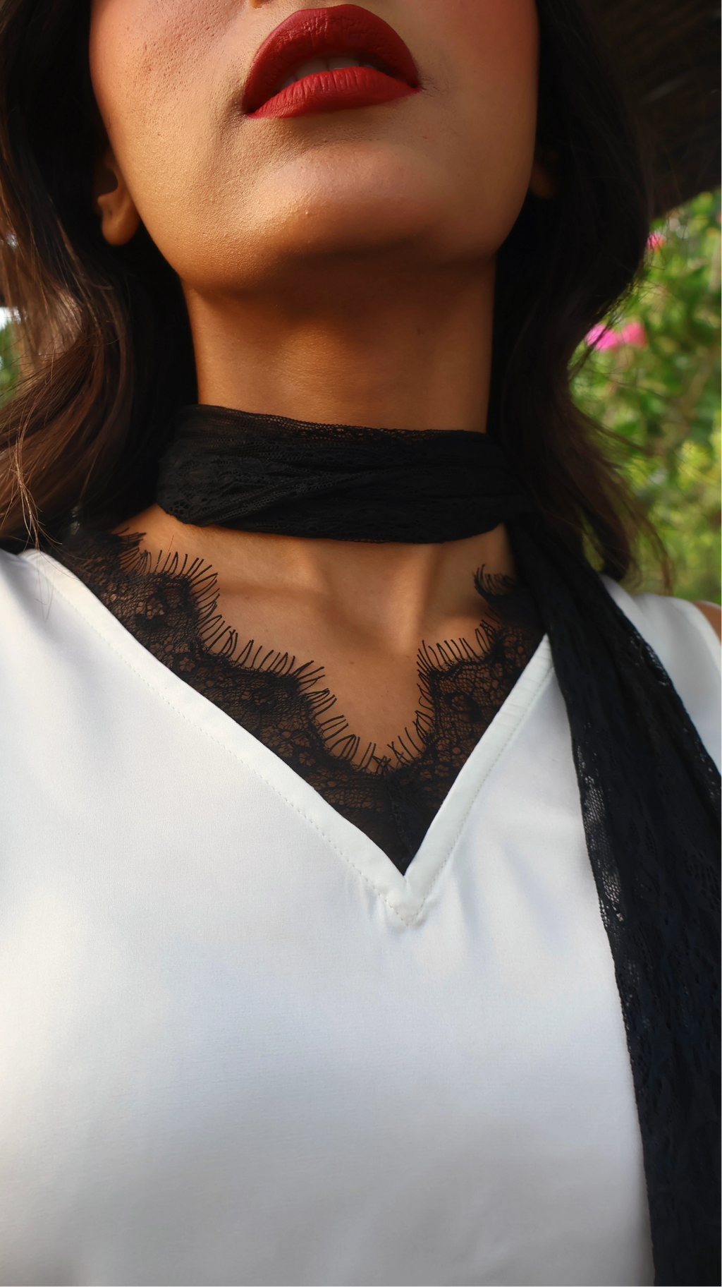 Cannes Satin & Lace Top, Long Skirt & Scarf Co-ord Set